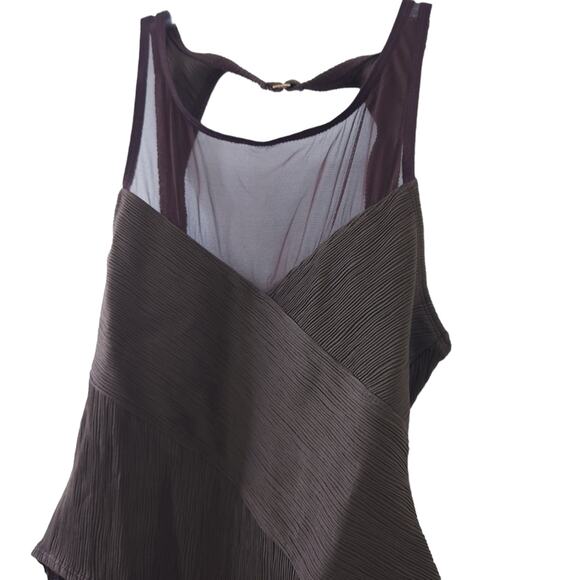 Anne Cole One Piece Swimsuit Size 14 Brown, Mesh Detail Chest Bathing Suit Women - Picture 2 of 6